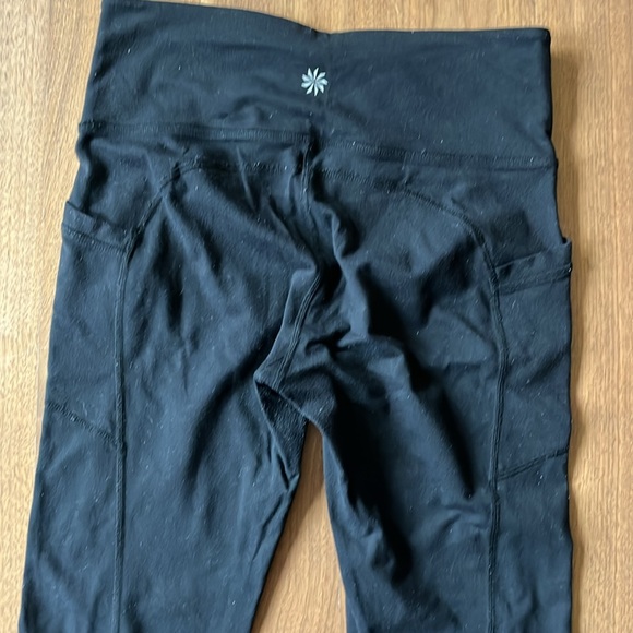 Athleta ballet style black leggings with ribbon design on calves small🖤🩰🎀 - Picture 6 of 7